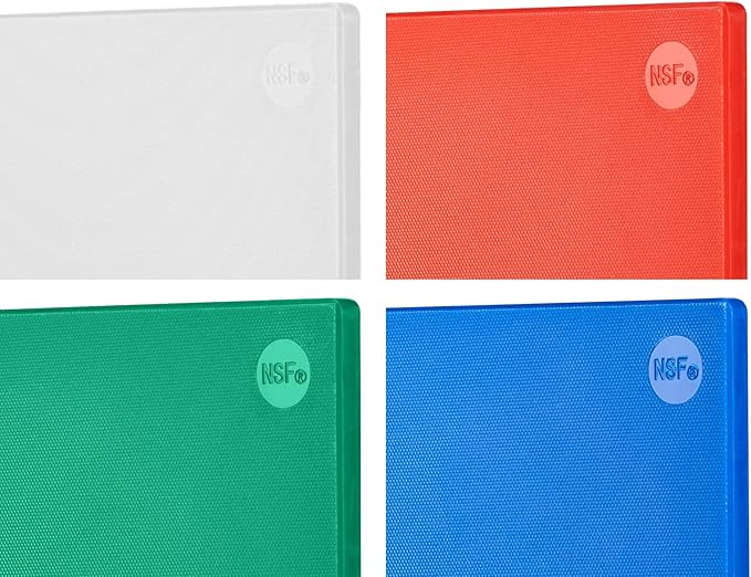 CURTA 4-Pack Cutting Boards for Kitchen, 24" x 18" x 0.5" 4-Piece (White, Red, Green, Blue) Color Coded Plastic Chopping Board with Anti Slip Surface Dishwasher Safe