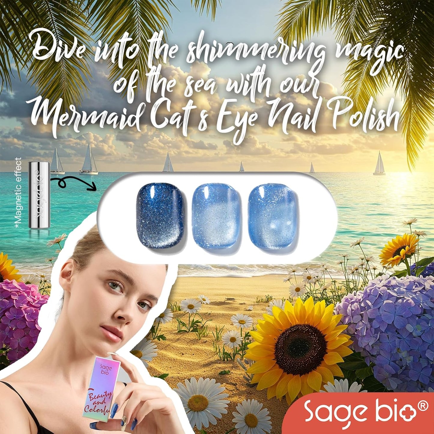 Cat Eye Gel Nail Polish, 15ml Magnetic Gel, High-Gloss Finish, Long-Lasting, DIY Manicure Kit with Magnet Stick, Stunning 3D Magnetic Effect, 05-BrightBean Baby