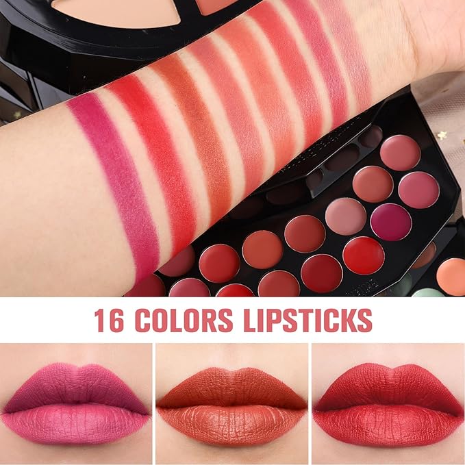 109 Colors Makeup Kit for Women Girl Full Kit Gift Set with Mirror All in One Make up Palette Included Eyeshadow Glitter Lipstick Concealer Eyeliner Eyebrow Highlighter Contour Blusher Compact PowderY-BrightBean Baby