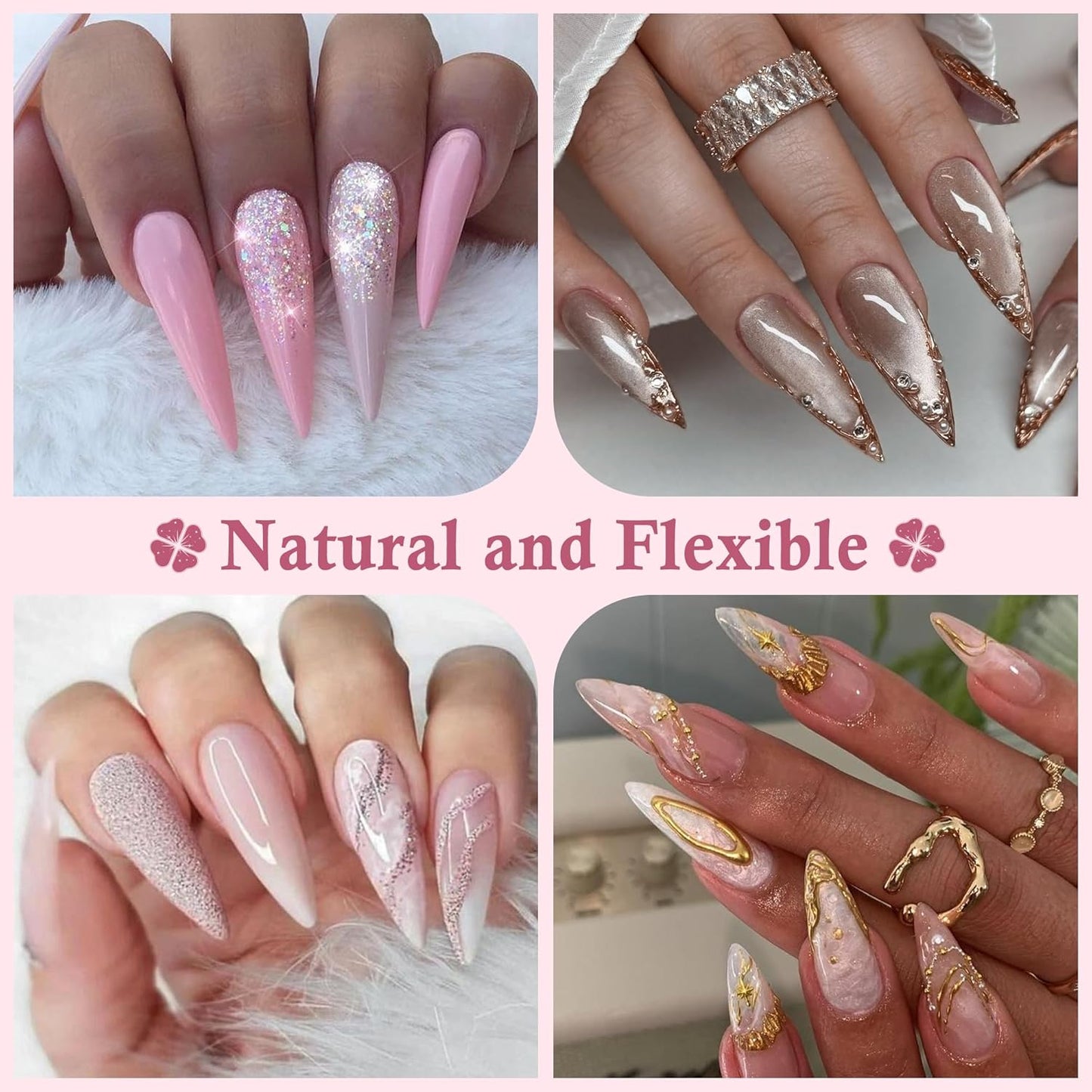 Long Amond Nail Tips: 504pcs Stiletto Gel Nails Tips Half Matte Full Cover Clear False Fake Nails for DIY Nail Art Press On Nails Acrylic Extensions 12 Sizes-BrightBean Baby