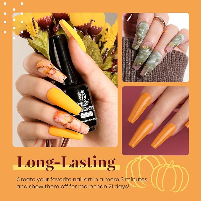 Beetles Fall Gel Polish Set, Burgundy Red Green Orange 6 Colors Gel Nail Polish Colors Sunset Leaves Soak Off Nail Art Lamp UV LED Cured Manicure Nail at Home Gifts for Women-BrightBean Baby