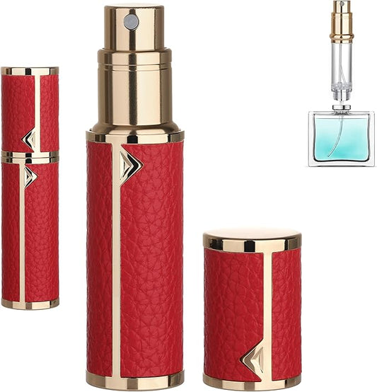 Refillable Travel Perfume Atomizer Bottle - 5ml Luxury Pocket Perfume Dispenser Pump, Travel Perfume Atomiser, Cologne Dispenser, Portable Size Sprayer Bottle for Traveling (Red)-BrightBean Baby