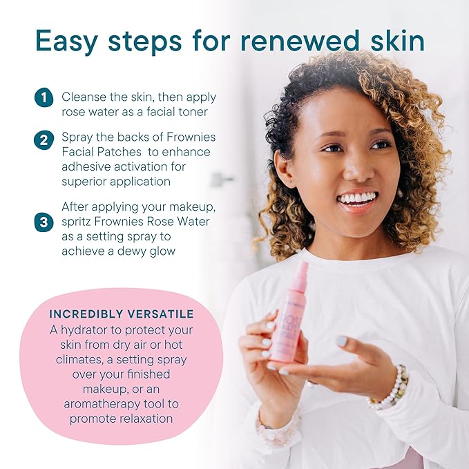 Frownies Rose Water Hydrator Spray - Hydrating Face Mist - Oil Control Toner for Face - Suitable for All Ages and Skin Types, 2oz-BrightBean Baby