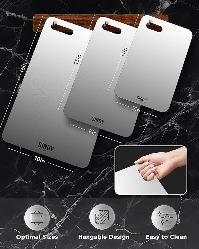 Katuchef Titanium Cutting Board for Kitchen, 100% Pure Titanium Cutting Board Food Grade,Non Toxic chopping board, Dishwasher safe, Easy to Clean Large Size, 16.1”x10”