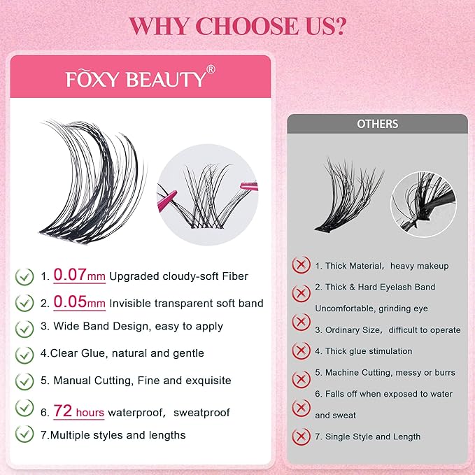 Lash Clusters Kit - Wispy Natural & Manga Spiky Lash Cluster Invisible band 8-16mm Eyelash Clusters Kit D Curl Lash Extension Kit WideSpan with Bond and Seal DIY at Home-BrightBean Baby