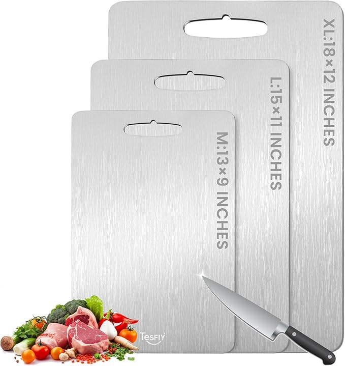 New Titanium Cutting Board-100% Pure Titanium Cutting Boards For Kitche,Easy to clean, Double-sided food-grade Cutting Board For Meats, Fruits And Vegetables (15 * 11)