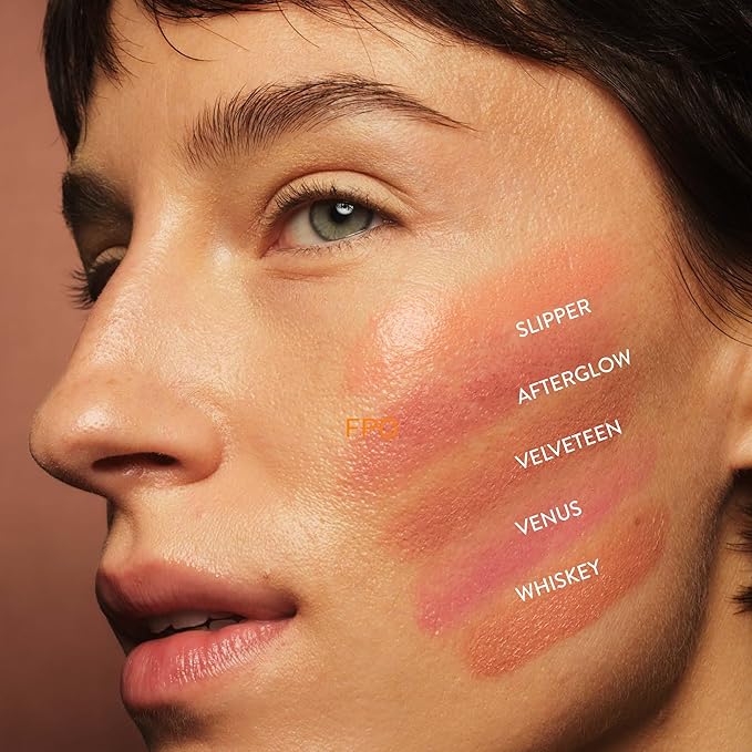 goop Beauty Cream Blush | Sheer Pop of Color for Lips & Cheeks | Vitamin C, Vitamin E, & Safflower Oil | Natural Makeup for Glowing Skin | Paraben & Silicone Free | 0.5 oz | Afterglow - Soft Berry-BrightBean Baby