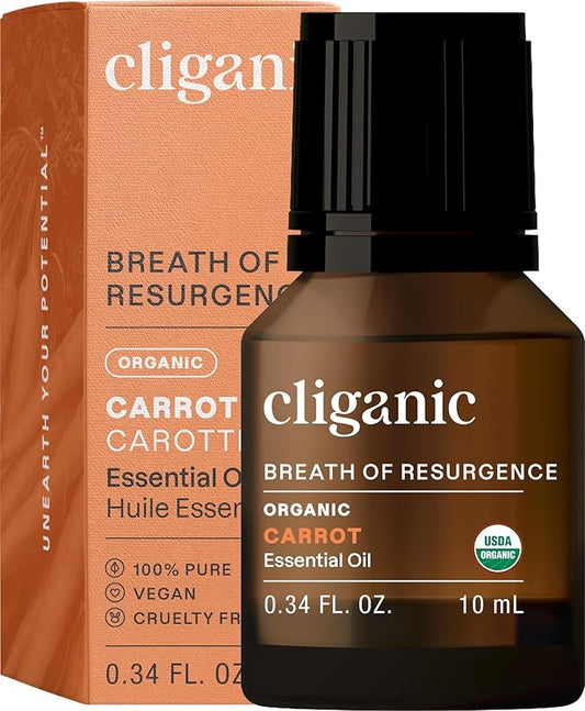 Cliganic Carrot Seed Essential Oil, 100% Pure Natural for Aromatherapy | Non-GMO Verified (Packaging May Vary)-BrightBean Baby