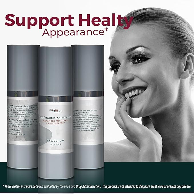 2x Nordic Skincare Serum - 2 Month Supply - Anti Aging Eye Serum - Contains Vitamin C for Dark Circles - Anti Aging Skincare Moisturizing Serum with Aloe Vera & Vitamin E - Improve Wrinkles & Eye Bags-BrightBean Baby