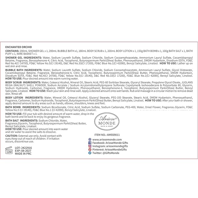 Spa Gift Baskets for Women, Gift Set for Mom Enchanted Orchid Scent, Home Spa Kit with Bubble Bath, Body Lotion, Bath Bomb, Bath Salt, Bath Gift Baskets, Birthday Gifts for Women-BrightBean Baby