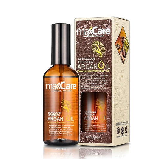 MaxCare Moroccan Argan Oil Hair Serum – Color Protect & Nourishing Treatment for Frizz Control, Shine & Heat Protection, 100ml – Lightweight, Non-Greasy, Sulfate-Free-BrightBean Baby