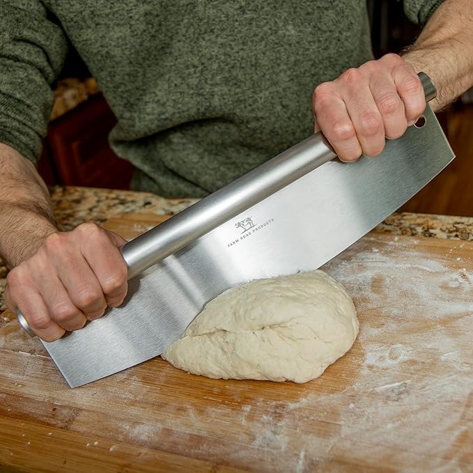 Stainless Steel Rocker Pizza Cutter – Heavy-Duty 13.75-Inch Blade – Professional Pizza, Dough, Bread, and Herb Slicer – Ergonomic Handle – Dishwasher Safe