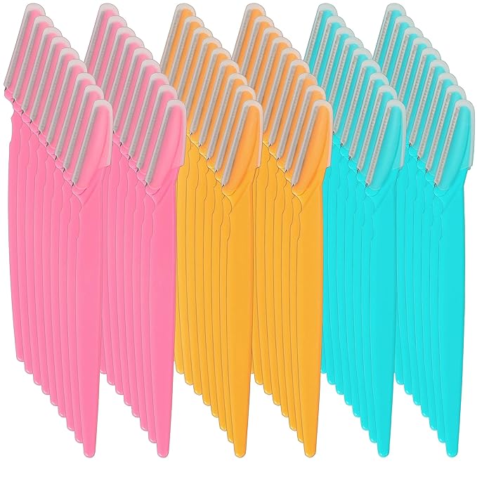 Eyebrow Razor, 54 Pcs Eyebrow Razors with Safety Cover, Face Razor for Women and Man Smooths Away Peach Fuzz, Easy to Use Eyebrow Knife for Trimming and Shaping Eyebrows(3 Colors)-BrightBean Baby