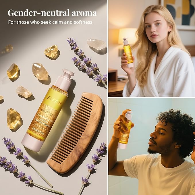 Leave-In Hair Oil with Frankincense & Lavender – Natural Essential Oil Aroma, Deep Nourishment & Frizz Control for Dry, Damaged Hair – Lightweight No-Rinse Oil, 3.4 fl oz (100ml)-BrightBean Baby