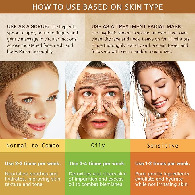 LILY SADO LILY SADO Cocoa & Coffee Creamy Face Scrub - Best Exfoliating VEGAN Facial Cleanser for Women & Men - Natural Face Wash Exfoliates & Energizes Skin, Treats Acne & Reduces Pore Size - 4 oz-BrightBean Baby