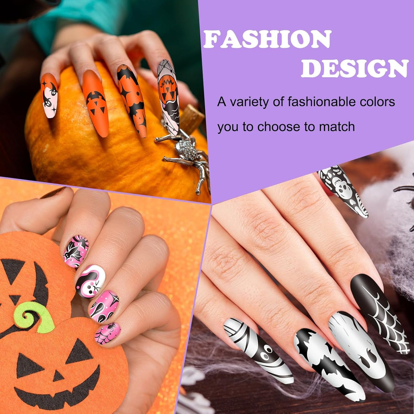 Whaline 6Pcs Halloween Nail Plates Stamping Set Pumpkin Ghost Bat Witch Stamp Templates Nail Art Plates for Trick or Treat Party DIY Print Manicure Salon Design-BrightBean Baby