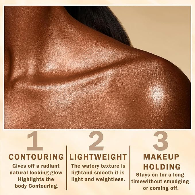 Shimmer Body Luminizer 5 Color Waterproof Smooth Face Body Glow Illuminator Non-sticky Liquid Body Highlight Illuminator for Face & Body & Leg (80 ML, 05 Rose Gold)-BrightBean Baby
