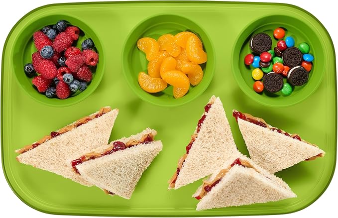 madesmart dipware 3 Bowl Serving Tray, Collapsible & Removable Dip Bowls for Charcuterie, Guacomole, Snacks, Veggies, Premium Dishwasher & Microwave Safe, Multipurpose Plate & Bowl, Lime