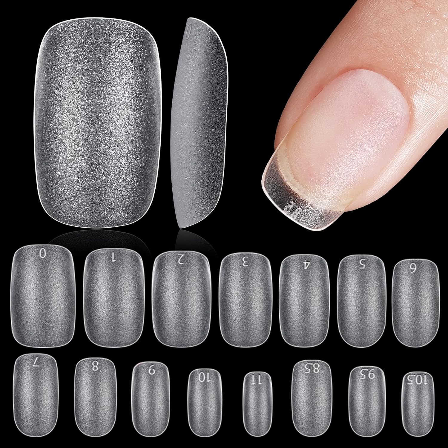 TOMICCA Short Oval Nail Tips, 240Pcs 15Sizes Double Sided Matte Nail Tips for Manicure, Acrylic Full Cover Fake False Press on Nails for Home DIY Art-BrightBean Baby
