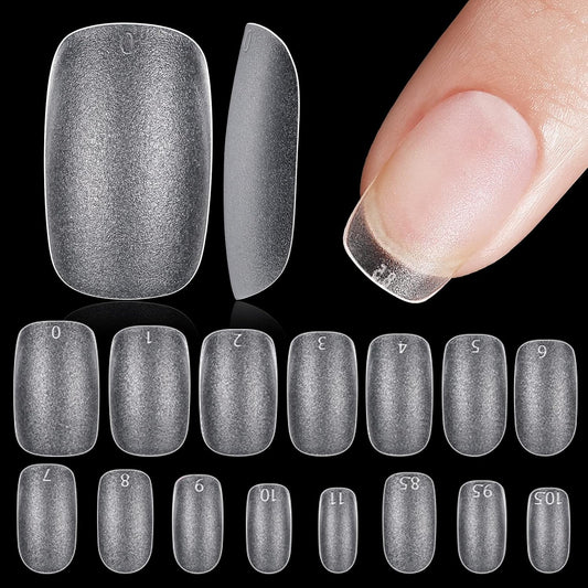 TOMICCA Short Oval Nail Tips, 240Pcs 15Sizes Double Sided Matte Nail Tips for Manicure, Acrylic Full Cover Fake False Press on Nails for Home DIY Art-BrightBean Baby
