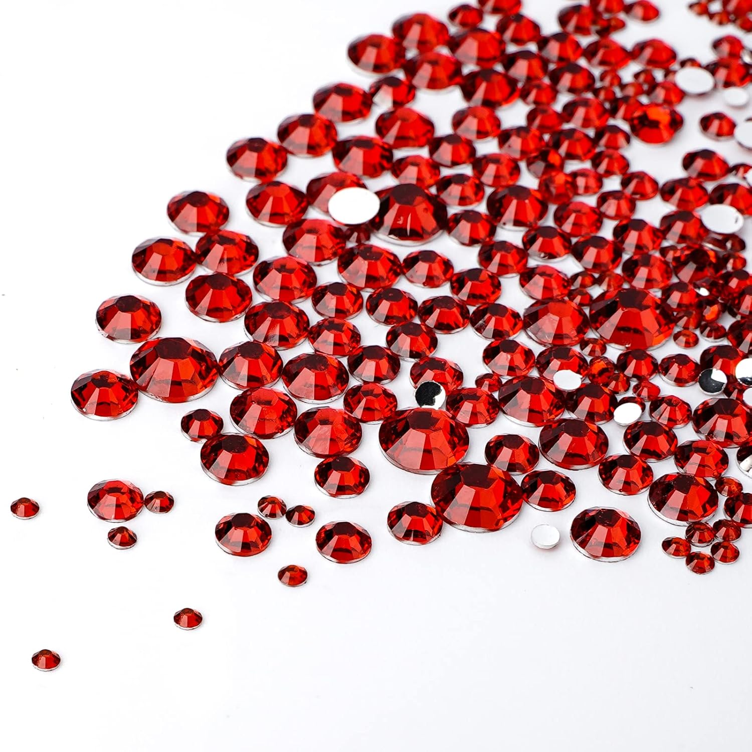 Canvalite 2784PCS Red Rhinestones Flat Back Gems, Nail Rhinestones Gems with 5Pcs Jewelry Glues, Pick Up Tweezers and Diamonds Picker Dotting Pen, Tools for Nail Art, Clothes, Face, Crafts-BrightBean Baby