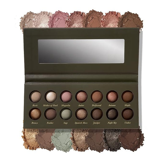 LAURA GELLER NEW YORK The Delectables Earthy Essentials Baked Eyeshadow Palette | 14 Pigmented Eyeshadows Blendable Natural Look-BrightBean Baby
