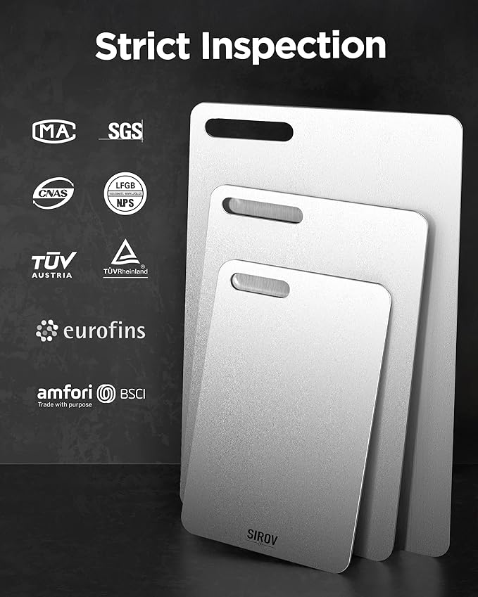 Katuchef Titanium Cutting Board for Kitchen, 100% Pure Titanium Cutting Board Food Grade,Non Toxic chopping board, Dishwasher safe, Easy to Clean(Set of 3)