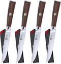 KYOKU 5 Inch Steak Knife Set of 4 - Daimyo Series Japanese 440C Stainless Steel Serrated Steak Knives - Ergonomic Rosewood Handles Mosaic Pins - with Sheaths & Case