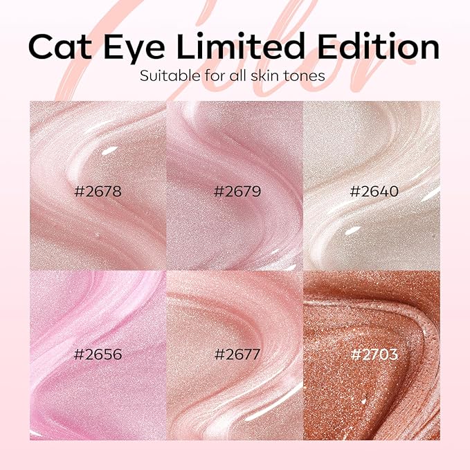 modelones Cat Eye Gel Nail Polish, 6 Colors Nude Gel Polish Pink Glitter Brown with Magnet Sparkle Galaxy Series Nail Polish Kit Soak Off Led Nail Art Manicure Salon DIY Gifts-BrightBean Baby