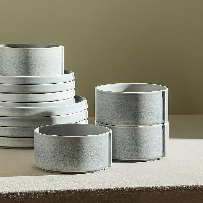 Stone Lain Bao 4-Piece Bowl Set Stoneware, Blue-Grey