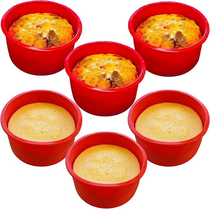 6 Pieces Silicone Baking Moulds 10 cm – Silicone Mould Air Fryer – Round Silicone Baking Mould – Non-Stick Silicone Mould for Baking Chocolate Cakes