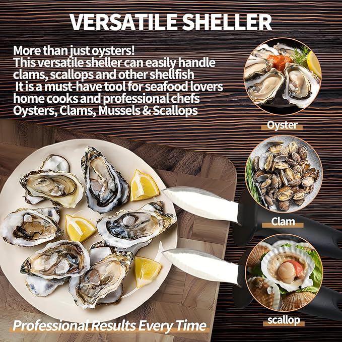 Oyster Knife Shucker Oyster Shucking Tool Perfect for Opening Clams, Mussels, Scallops, Shellfish Ideal for Home Kitchens, Raw Bars & Chefs（1 Pack）