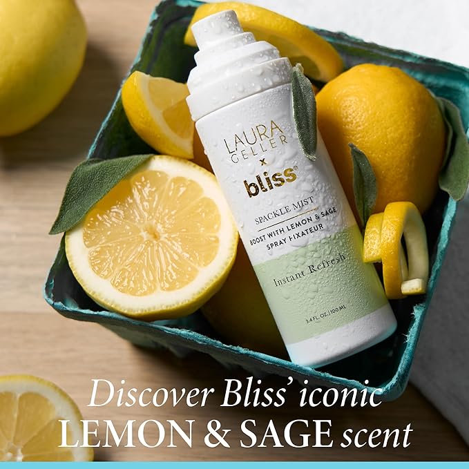 LAURA GELLER NEW YORK x Bliss Spackle Mist Boost with Lemon & Sage - Long-Lasting Dewy Skin Makeup Setting Spray - Brighten and Soothe Dull Skin-BrightBean Baby