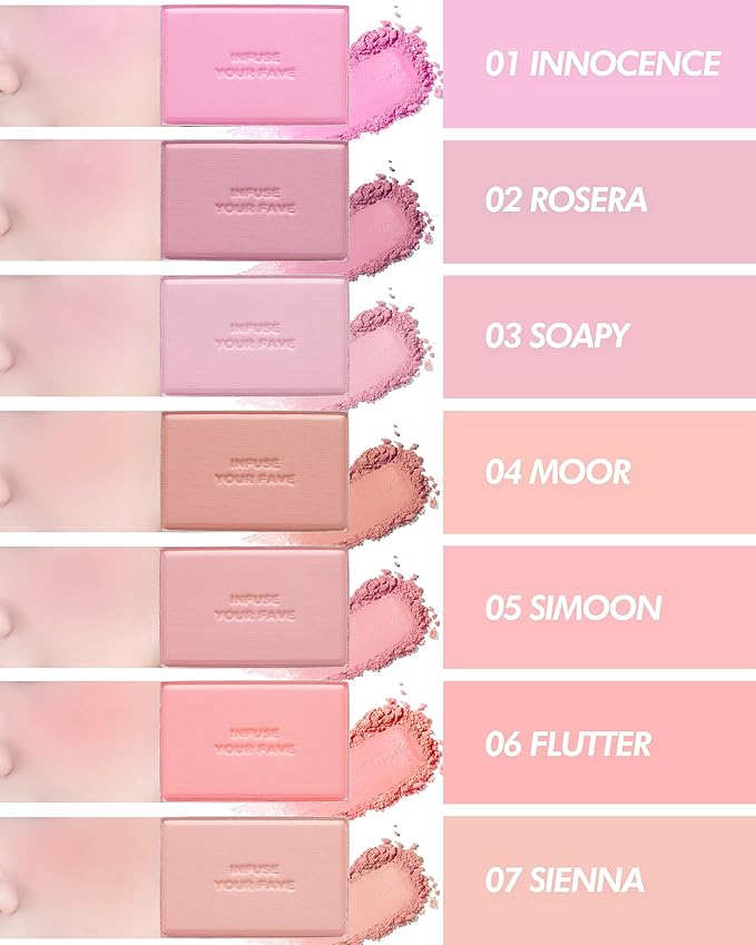 HOLIKA HOLIKA Infusing Blush with Brush - Lightweight, Smooth, Blendable Cheek Blusher, Sebum-Control, Natural Pore Coverage, Built-In Brush, Long-Lasting Pigment for Romantic Mood (06 FLUTTER)-BrightBean Baby