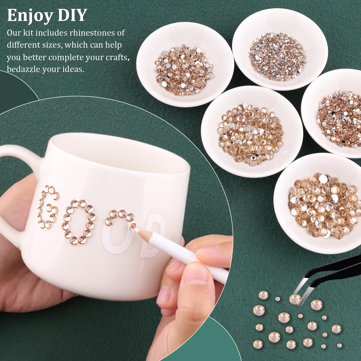 Resin Rhinestones for Crafting with B7000 Jewelry Glue, 2 Boxes Champagne Flatback Crystals with 3Pcs 10ml Glue for Bedazzling Crafts DIY Nail Art Makeup，Non Hotfix Gems for Clothing Shoes-BrightBean Baby