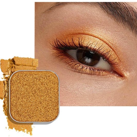 Magnetic single shimmer gold eyeshadow with metal pan, subtle shimmer orange eyeshadow refill pan, mini palette for empty magnetic palette (Ginger Gleam)-BrightBean Baby