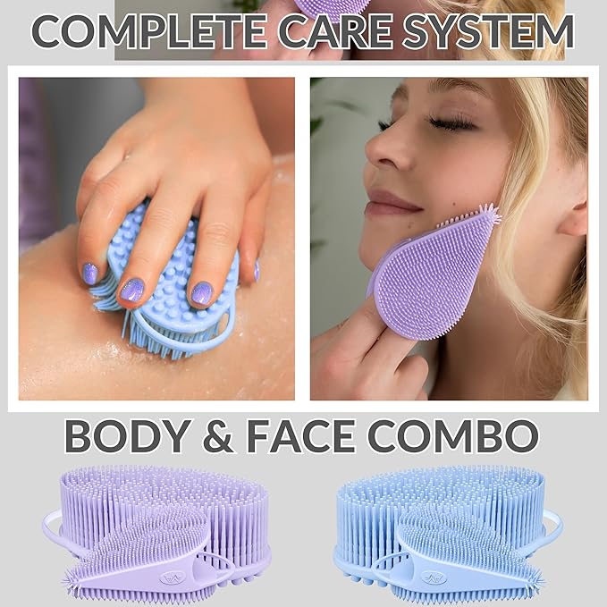 Avilana Silicone Body Scrubber – Gentle Shower Brush & Loofah Alternative- Food Grade & Lab Tested – Fast-Drying, Hygienic, BPA-Free Silicone Body Gentle Exfoliator (Dark Gray, Body & Face)-BrightBean Baby