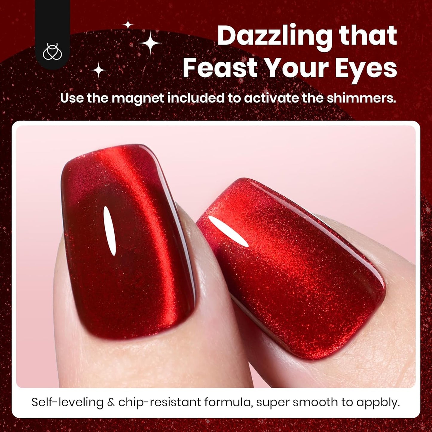 beetles Gel Polish Ruby Red Cat Eye Gel Nail Polish - 15ML Red Glitter Gel Polish Fall Nail Gel Magnetic Shimmer Effect Soak Off UV French Nail Art Design Salon DIY Manicure Gifts for Wome-BrightBean Baby