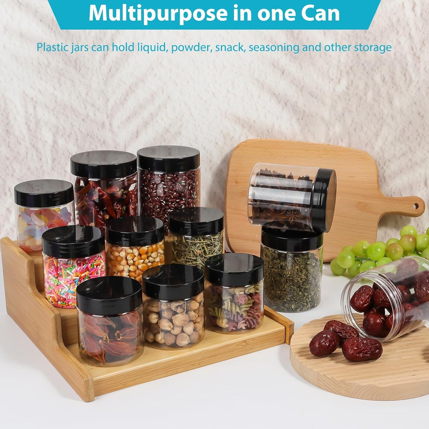 4 oz Clear Plastic Round Jars with Black Lids, 50pcs 4oz 120ml Leak-Proof Wide-Mouth Cosmetic Storage Containers for Kitchen Use, Beauty Products, Cream, Scrubs, Bath Salt and More-BrightBean Baby