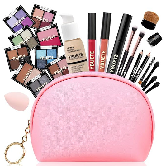 Makeup Set for Girls Teens Women, Makeup Kits for Teen, Makeup Gift Set for Beginners Teenagers, Travel Makeup Kit with Eyeshadow Blusher Contour Foundation Mascara Eyeliner Cosmetic bag-BrightBean Baby