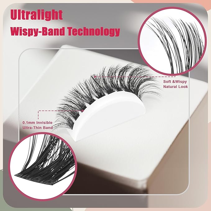 Lash Clusters 600PCS Lashes - Wispy Lash Clusters 10D 20D 30D+40D50D60D Individual Lashes Clusters D Curl Lash Extension 8-16MM Eyelash Clusters DIY Cluster Eyelash Extensions for Beginners Eyelashes-BrightBean Baby
