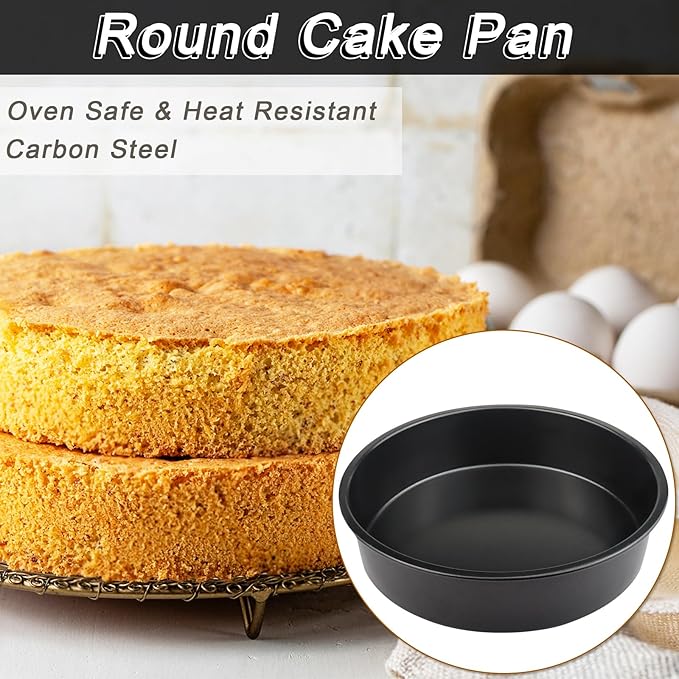 8-Inch Cake Pan Set of 3, Non-stick Baking Layer Cake Pans with 100 Pieces Parchment Paper, Dishwasher Safe Baking Pans (Round)