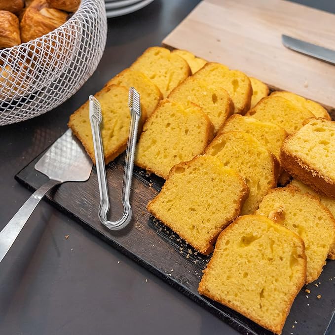 8-Piece Plastic Tongs - Clear Mini Serving Utensils, 6.3 Inch Small Tongs for Food, Ice, Salad, Buffet, Weddings, Barbecue Party