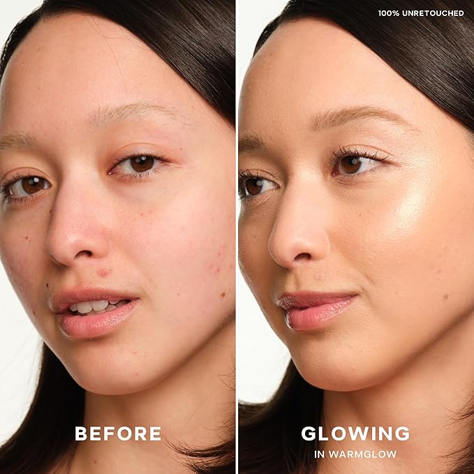 Saie Mini Glowy Super Gel - Hydrating Makeup Primer and Illuminating Glow Serum Enriched with Vitamin C and Squalane Oil - All-Over Liquid Highlighter Makeup for Instant Glass Skin - Warmglow (0.5 oz)-BrightBean Baby