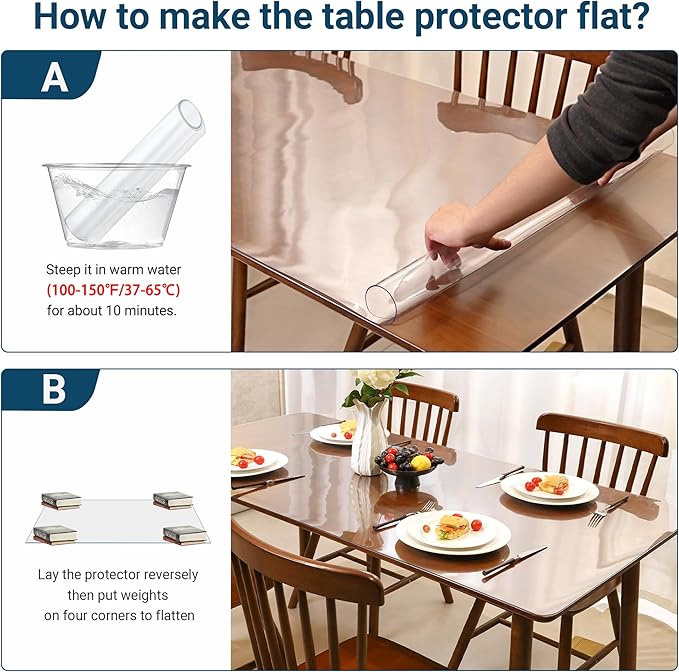 Clear Table Cover Protector Rectangle 16x16 Inch, 1.5mm Transparent Plastic Table Protector Waterproof, Anti-Scratch Clear Desk Mat for Office Desktop Dresser Dining Table, FDA Compliant