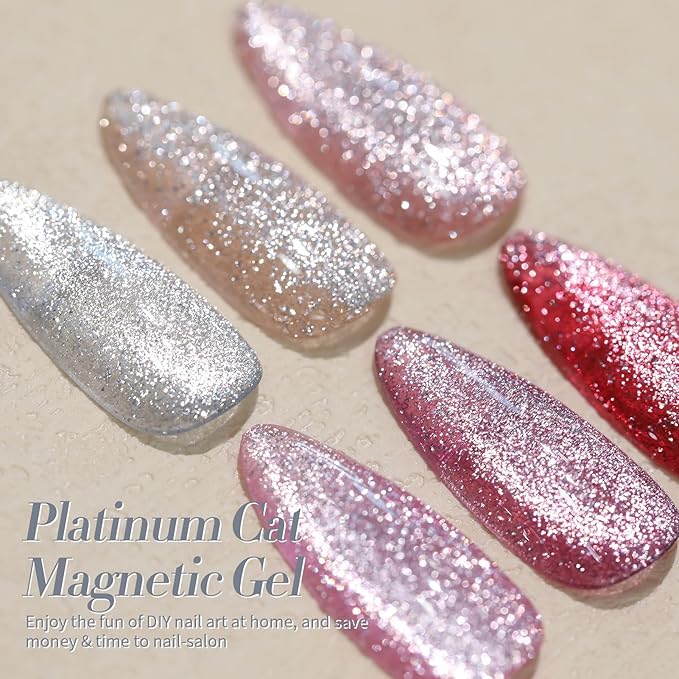 Born Pretty Magnetic Gel Polish Platinum Glitter Cat Magnetic Gel Nail Polish Silver Rose Gold Pink Red Purple Nail Salon DIY at Home-BrightBean Baby
