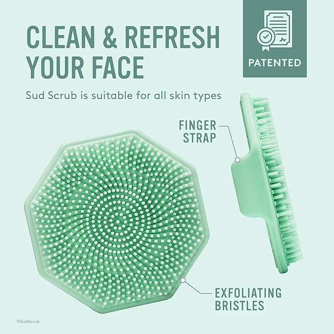 Sud Scrub® Antimicrobial Silicone Face Scrubber, 1 Pack, Gentle Face Exfoliator for Sensitive Skin, Eco Friendly Facial Cleansing Brush, Exfoliating Face Brush for Men and Women (Mint)-BrightBean Baby