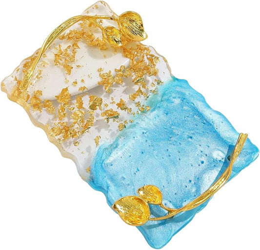 Resin Nail Art Palette, Nail Art Painting Palettes with Nail Palette Stirring Rod Gold Edge Nail Holder Nail Art Display Board Fashion Delicate Nail Tool Accessories, Type 3-BrightBean Baby