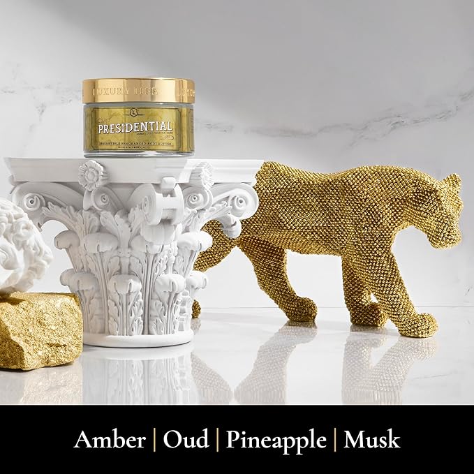 LUXURY LIFE BUTTER - Irresistibly Scented Body Butter with Hyaluronic Acid for Ultimate Moisture. Hydrates for a Non-Greasy Glamorous Glow (Presidential, Peach Smoke, Warm Compliments 5 oz)-BrightBean Baby