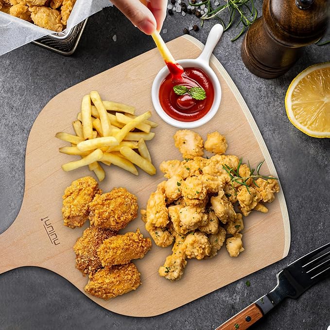 2 Pack Wooden Pizza Peel, 12 inch Large Pizza Paddle Set for Oven, Stone, Pan or Grill, Spatula for Baking Bread and Cake - Indoor & Outdoor